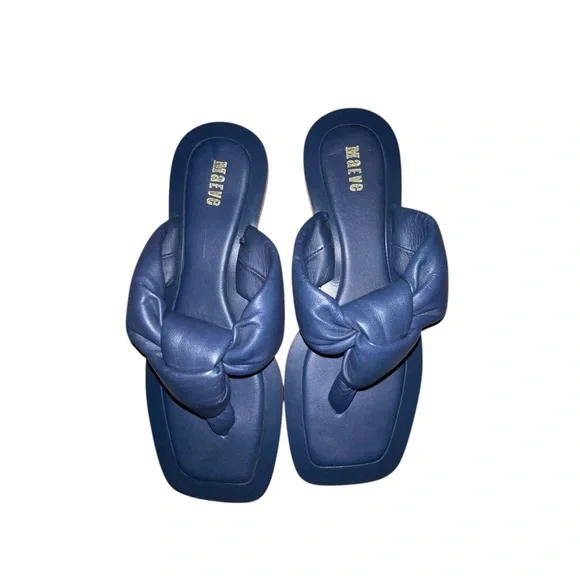 ANTHROPOLOGIE MAEVE Puffy Knotted Sandals Navy Blue Size Women’s 6​ - Picture 3 of 5